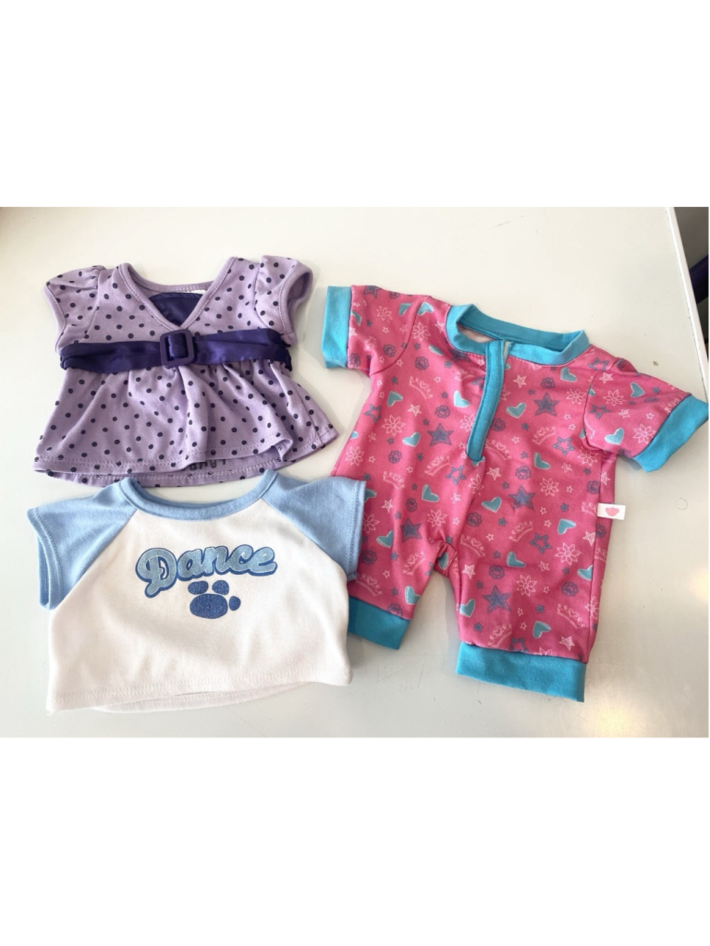 Build-A-Bear Workshop Clothing Lot Dress Dance Shirt Pink Romper 3 Pc BABW